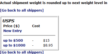 Shipping Tables & UPS API